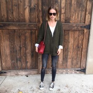 Anine Bing Green Knitted Cardigan